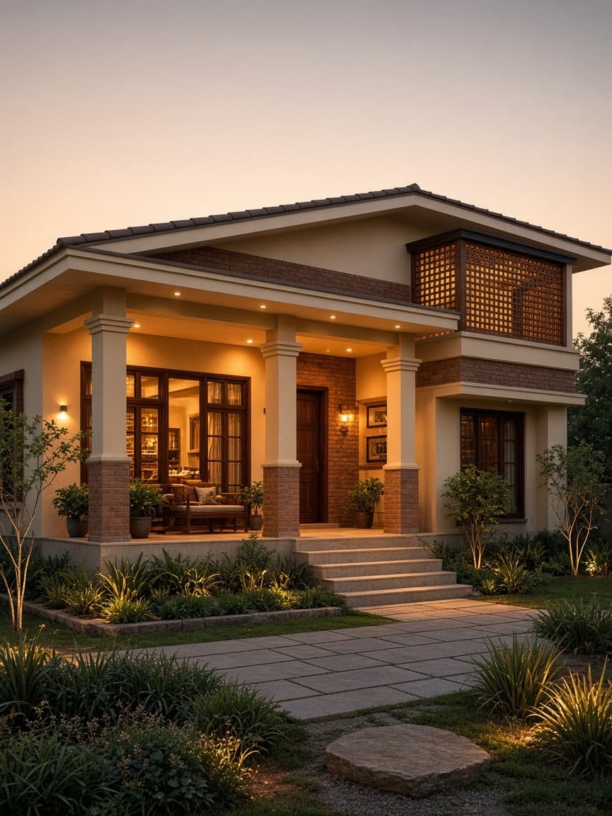 Courtyard bungalow, Baramati - completed by Arsa Construction